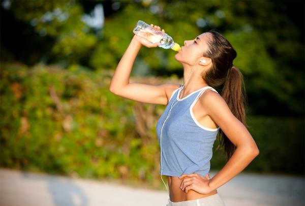 woman drinks water